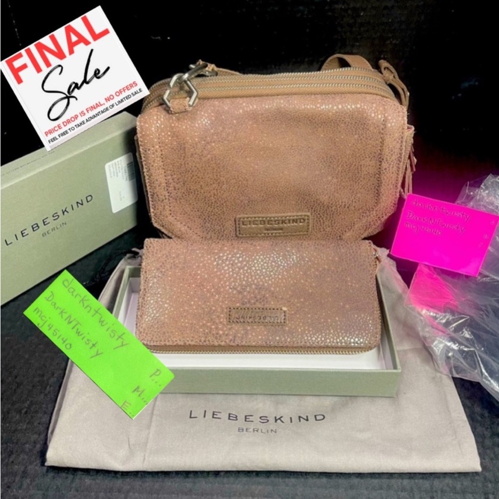 BNWT LIEBESKIND 4 Compartment Crossbody  and Matching Wallet RARE SET